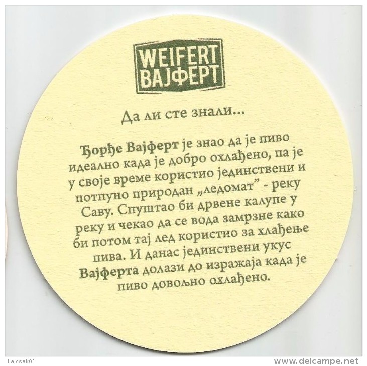 Weifert Pivo New Beer Coaster From Serbia - Beer Mats