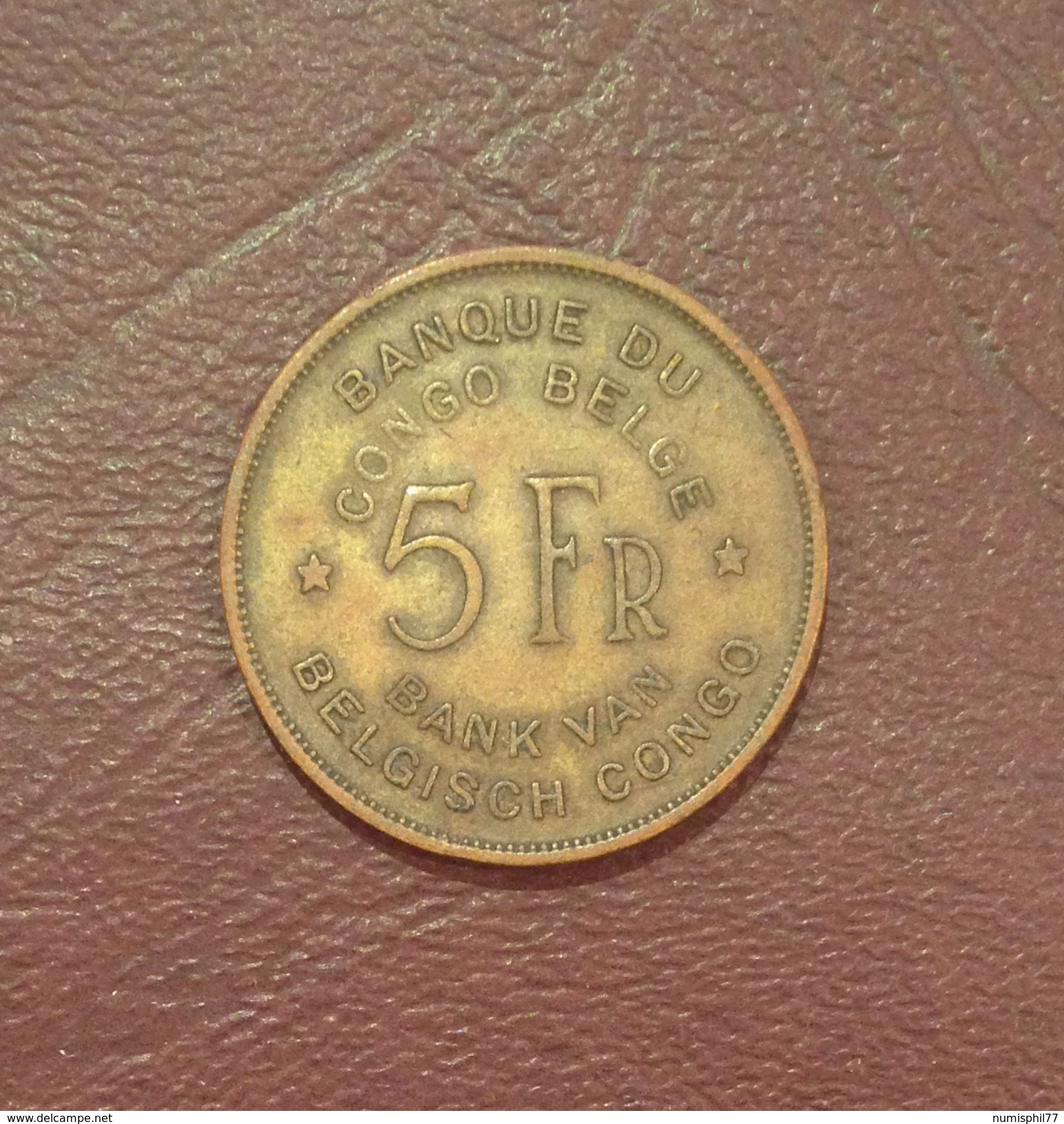 CONGO BELGE - 5 FRANCS Eléphant 1947 - 1945-1951: Régence