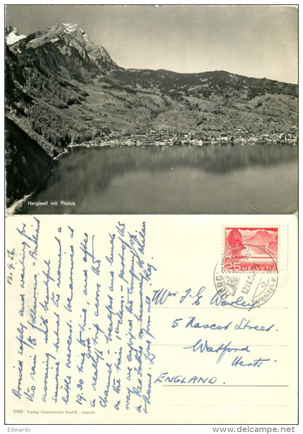 Pilatus, Hergiswil, NW Nidwalden, Switzerland RP Postcard Posted 1956 Stamp - Hergiswil