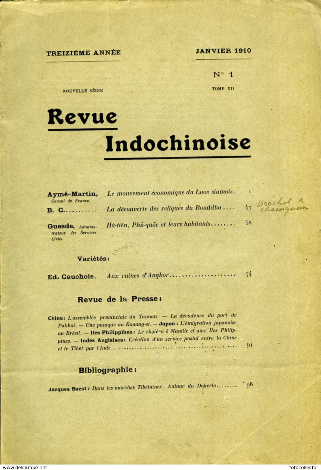 Revue Indochinoise Janvier 1910 - 1900 - 1949