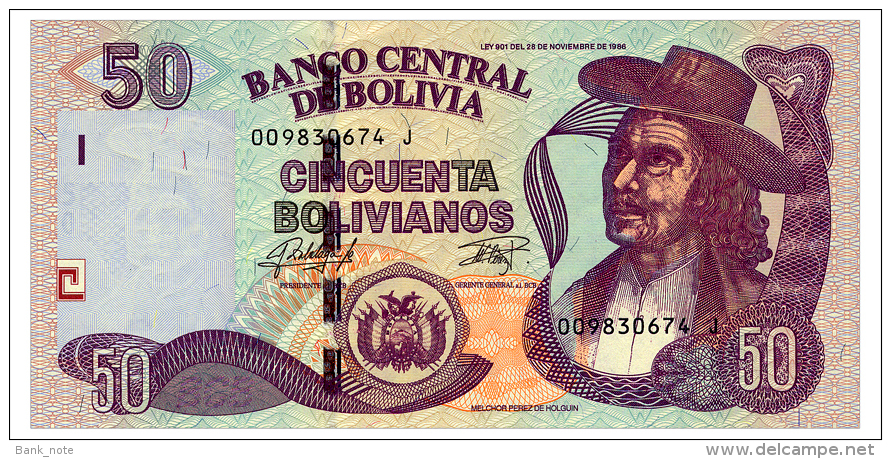 BOLIVIA 50 BOLIVIANOS 1986(2015) SERIES J Pick 235 Unc - Bolivia