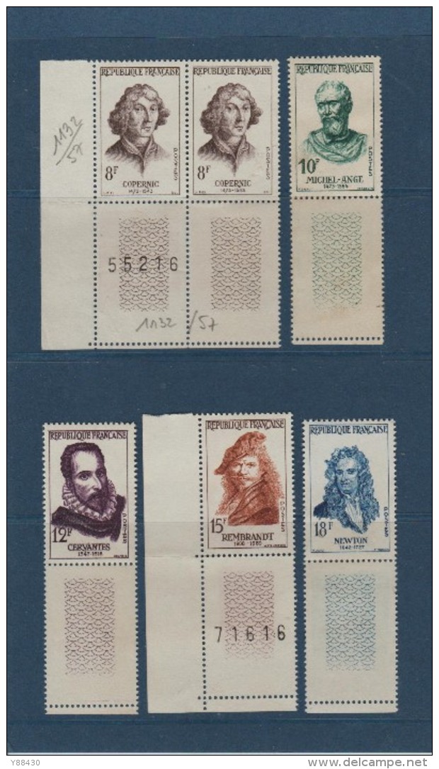 1132-1133-1134-1135-1136 De 1957  - 6 Timbres  Neuf  * -  5 Célèbrités étrangères - Voir Les 2 Scannes - Unused Stamps