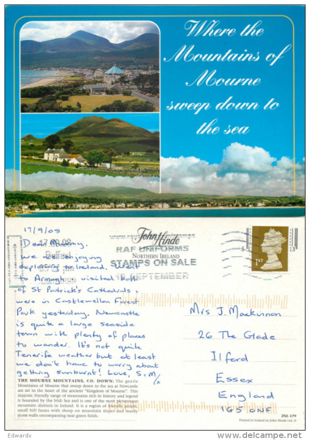 Mourne Mountains, Down, Northern Ireland Postcard Posted 2008 Stamp - Down