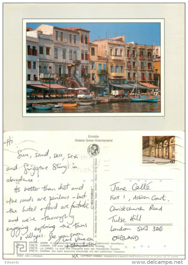 Chania, Crete, Greece Postcard Posted 1989 Stamp - Grèce