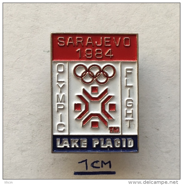 Badge (Pin) ZN003684 - Olympic (Olimpique) Flight Lake Placid USA (United States Of America) Sarajevo 1984 - Olympic Games