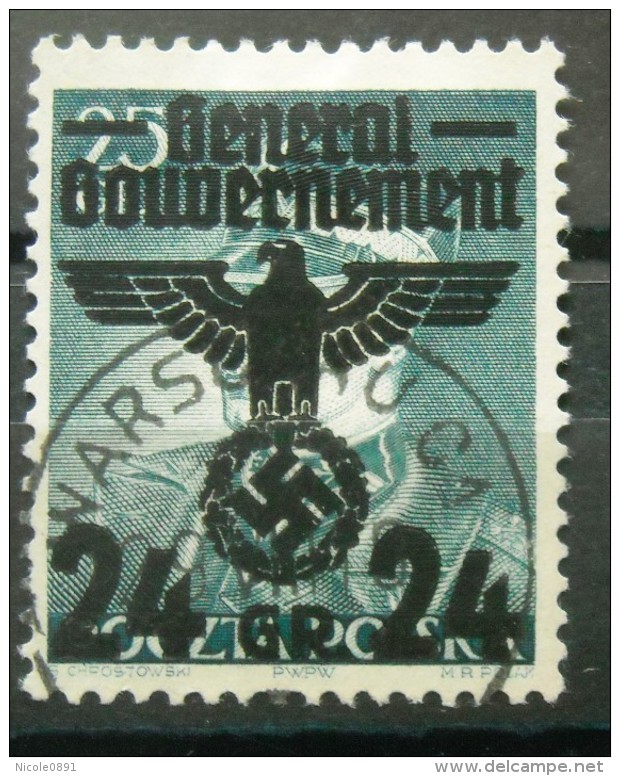 WW II GG Generalgouvernement&#8203; Mi. 14I Gestempelt - Gesuchter Plattenfehler - Besetzungen 1938-45