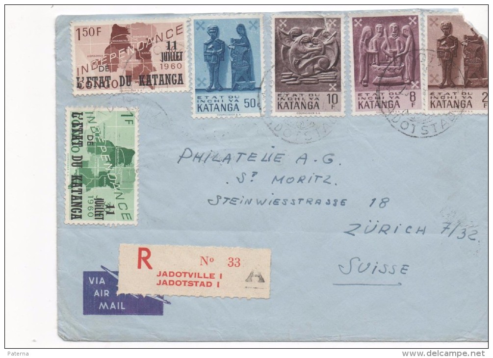 3084  Carta  Katanga  Certificada Jadotville I Jadotstad 1961 - Katanga