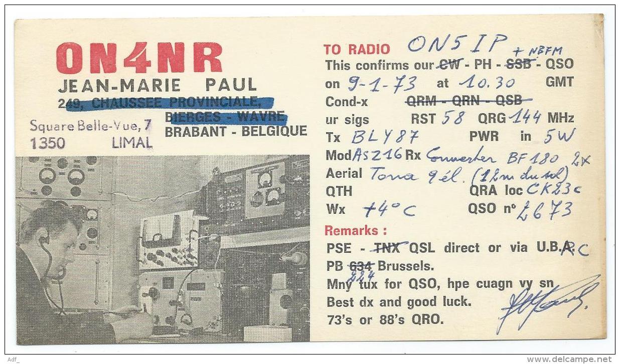 CARTE QSL BELGIQUE ON4NR, RADIO AMATEUR, LIMAL, BRABANT, BELGIUM - Radio Amateur