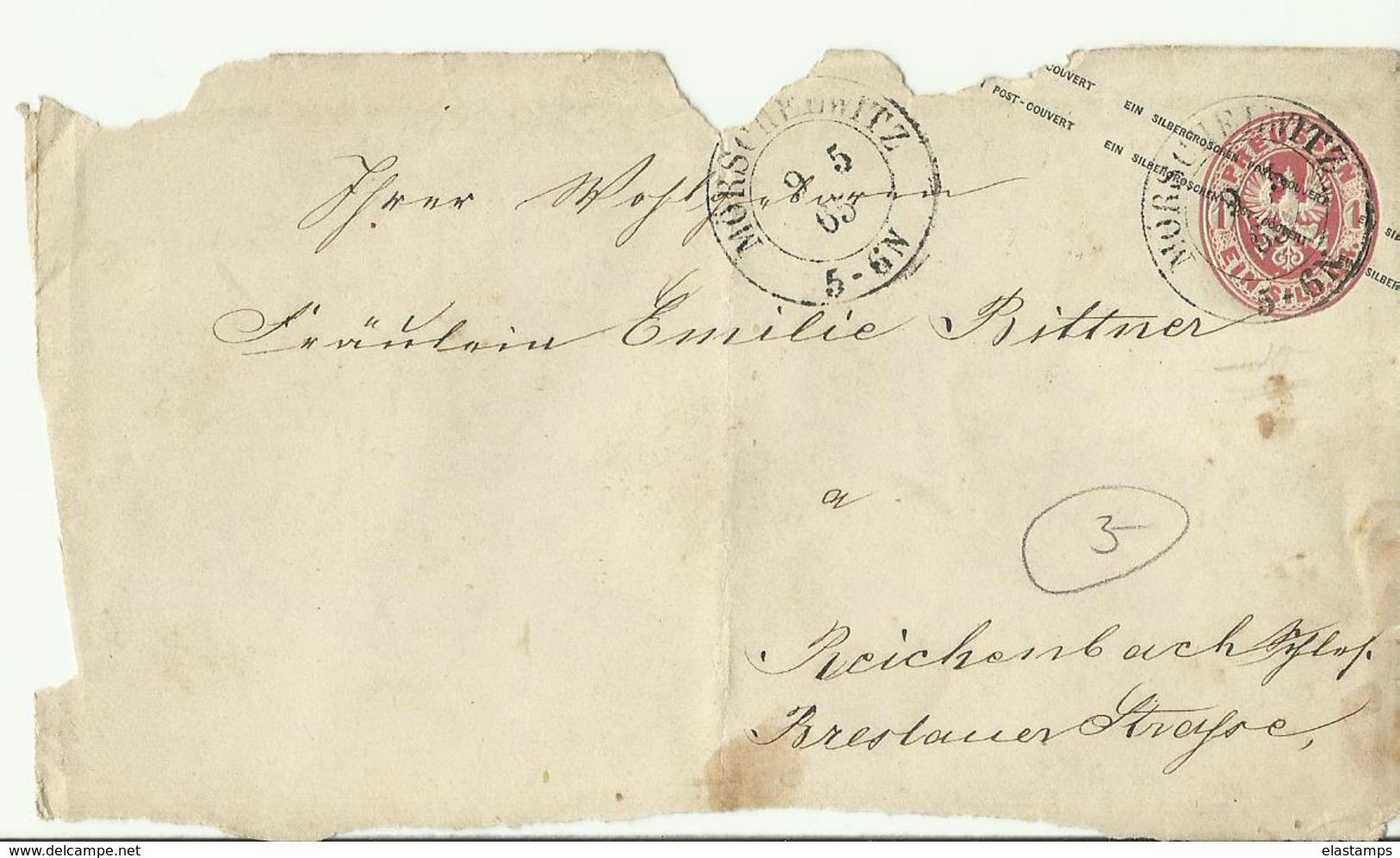 PREUSSEN CV GS1865 ONLY FRONT  MANGEL - Postwaardestukken