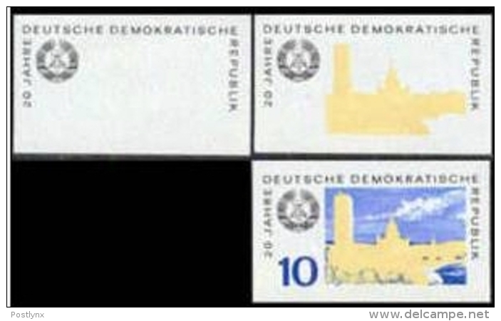 GERMANY-DDR 1969. City 10pf PROGRESSIVE PROOFS:3  Gdr East [épreuve Prueba Druckprobe Prova ] - Abarten Und Kuriositäten