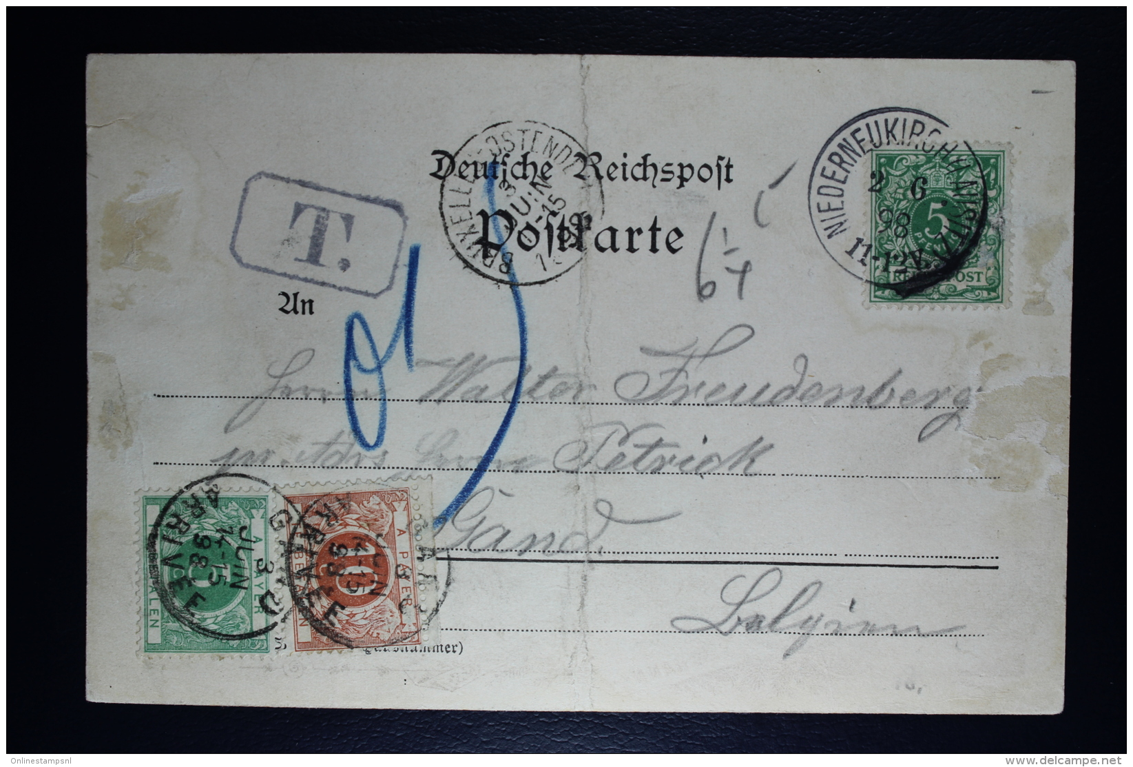 Belgium German Postcard Valtenberge To Gent, 1898 OPBTX 3 + 4 - Lettres & Documents