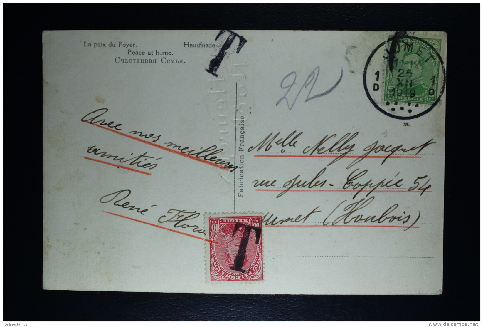 Belgium Picture Postcard Jumet Local, 1919 OPB 137 + 138 - Briefe U. Dokumente