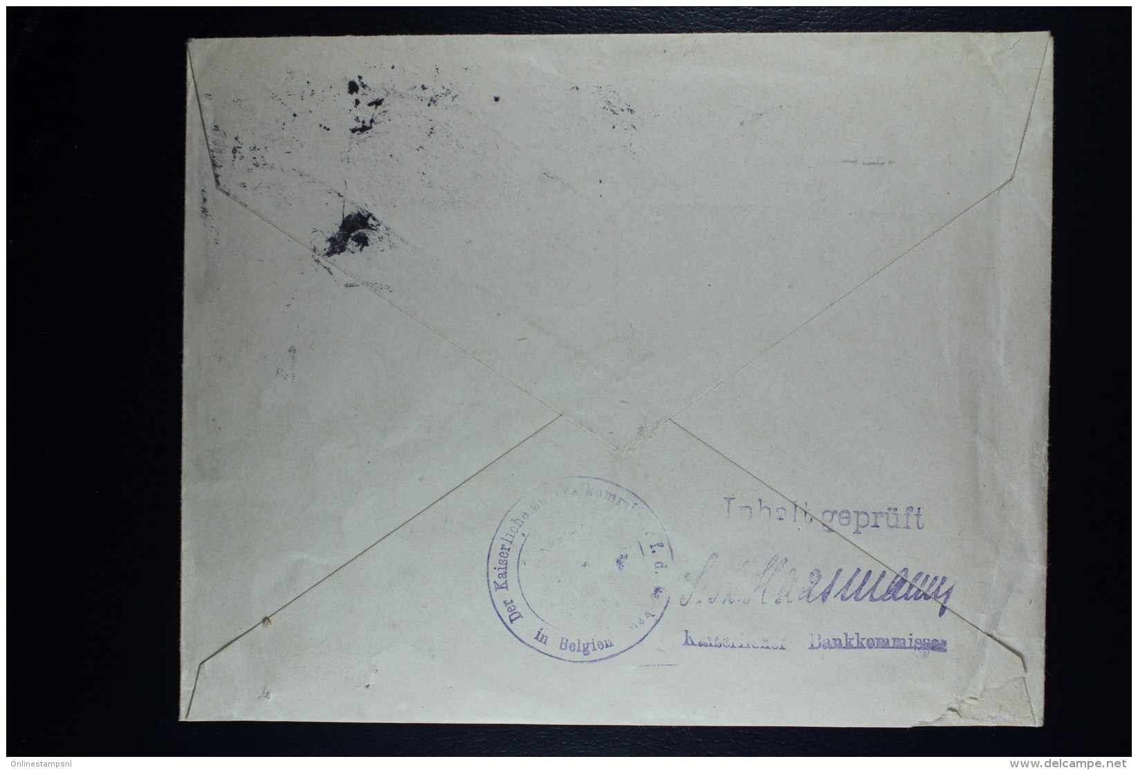 Reich Occupation Belgium Cover Brussels To Frankfurt 1916 Mi Nr 2 + 3 + 4  3 Color Franking Bankkommision Censored - Occupation 1914-18
