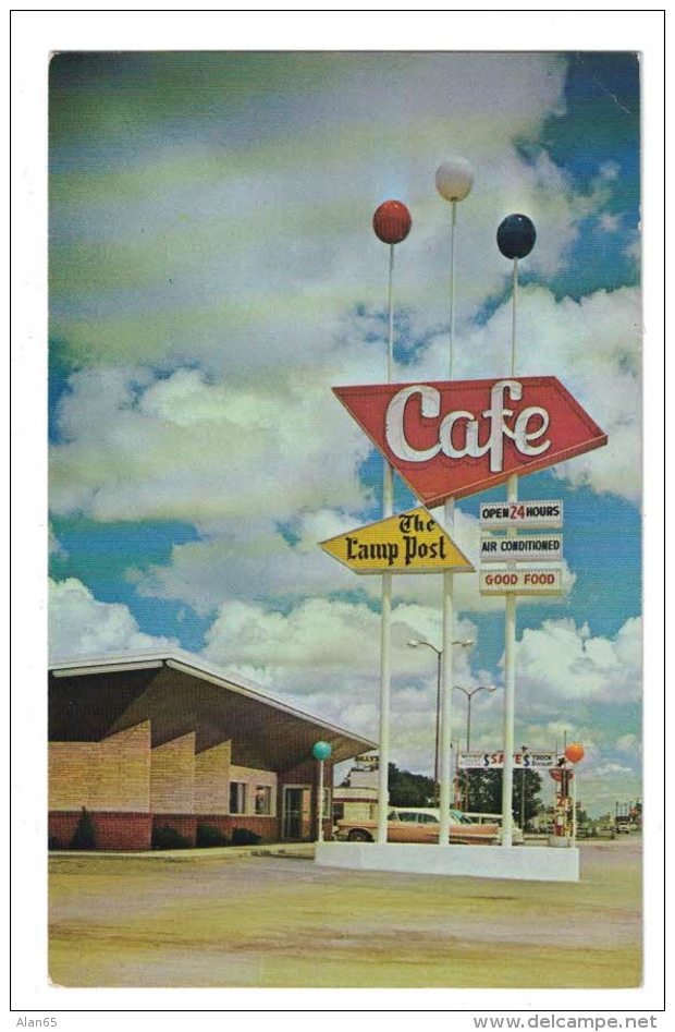 Hastings Nebraska, Lamp Post Restaurant, Auto, C1950s/60s Vintage Postcard - Hastings