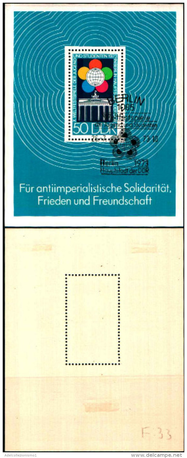 84528) Germania Orientale-1973-10° Estival Della Gioventù A Berlino -BF-n.33-usato - Usados