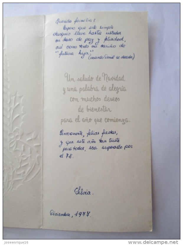 VELAS FELICES FIESTAS. HAPPY HOLIDAYS CANDLES. BONNES FÊTES BOUGIES. 1977 - Autres & Non Classés