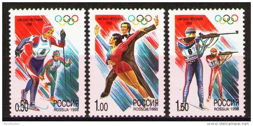 Russia 1998 Winter Olympic Games Olympics Nagano Skiing Skating Sports Stamps MNH Sc 6438-6440 Michel 643-645 - Winter 1998: Nagano