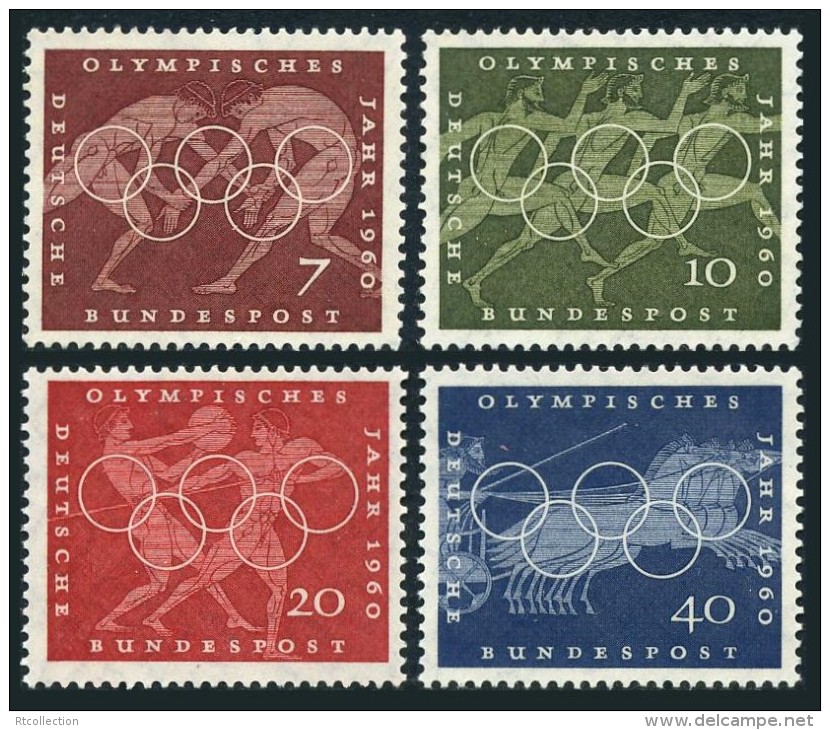 Germany 1960 Olympic Games Rome Wrestlers Sprinters Discus Javelin Throwers Sports Stamps MNH SC 813-816 Michel 332-335 - Summer 1960: Rome