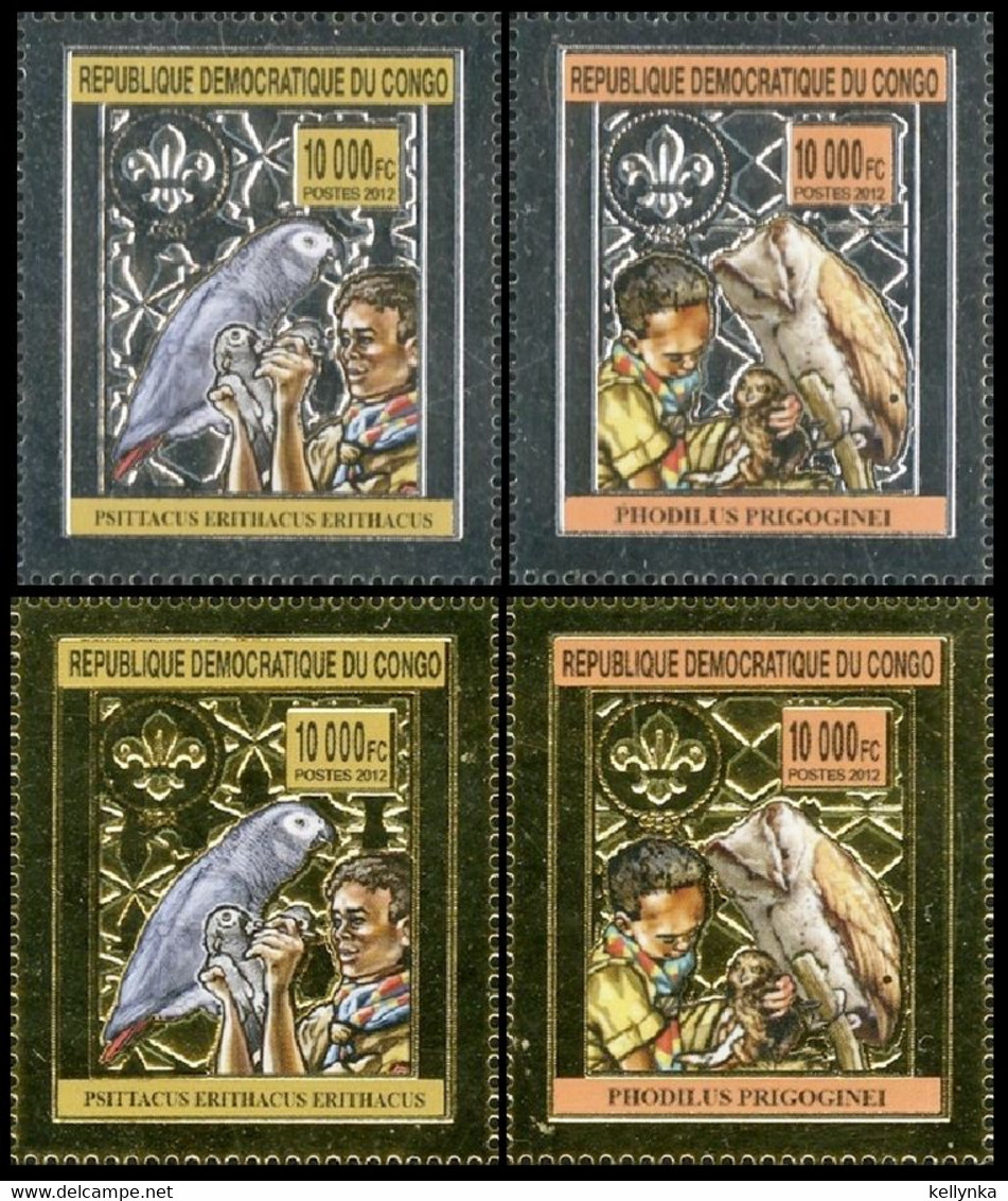 République Démocratique Du Congo - 2766/2767 & 2768/2769 - Scoutisme & Rapaces - Or & Argent - 2012 - MNH - Mint/hinged