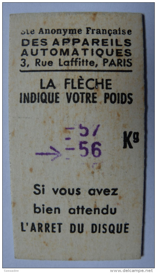 TICKET - APPAREIL DE PESEE - TRAIN - N°6 LOCOMOTIVE 231 H CARENEE REGION S.O. 1936 - Autres & Non Classés