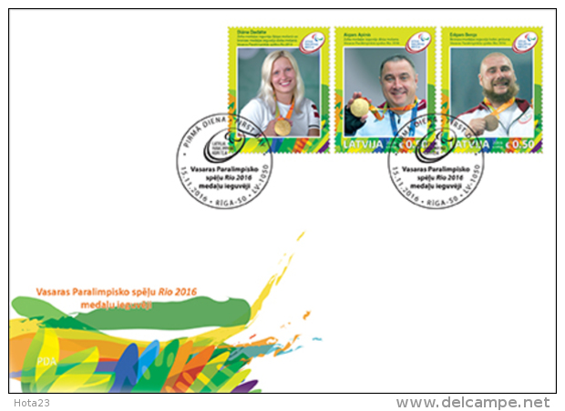 Latvia Lettland Lettonia  2016 Para Olympic Games Champions From Lettland Rio-2016 Fdc - Lettonie