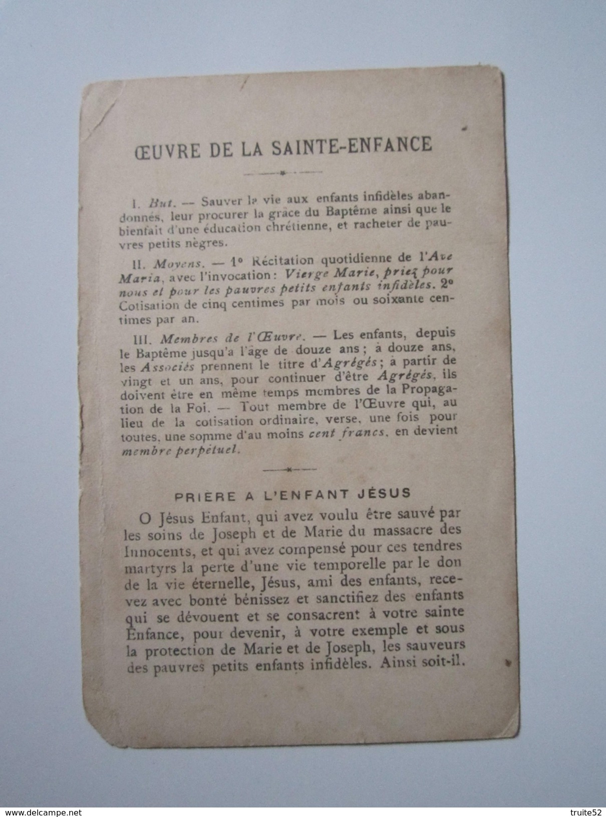 Image "Oeuvre De La Sainte Enfance...a été Reçu Membre De L'Association De La Ste Enfance, Le ... - Imágenes Religiosas