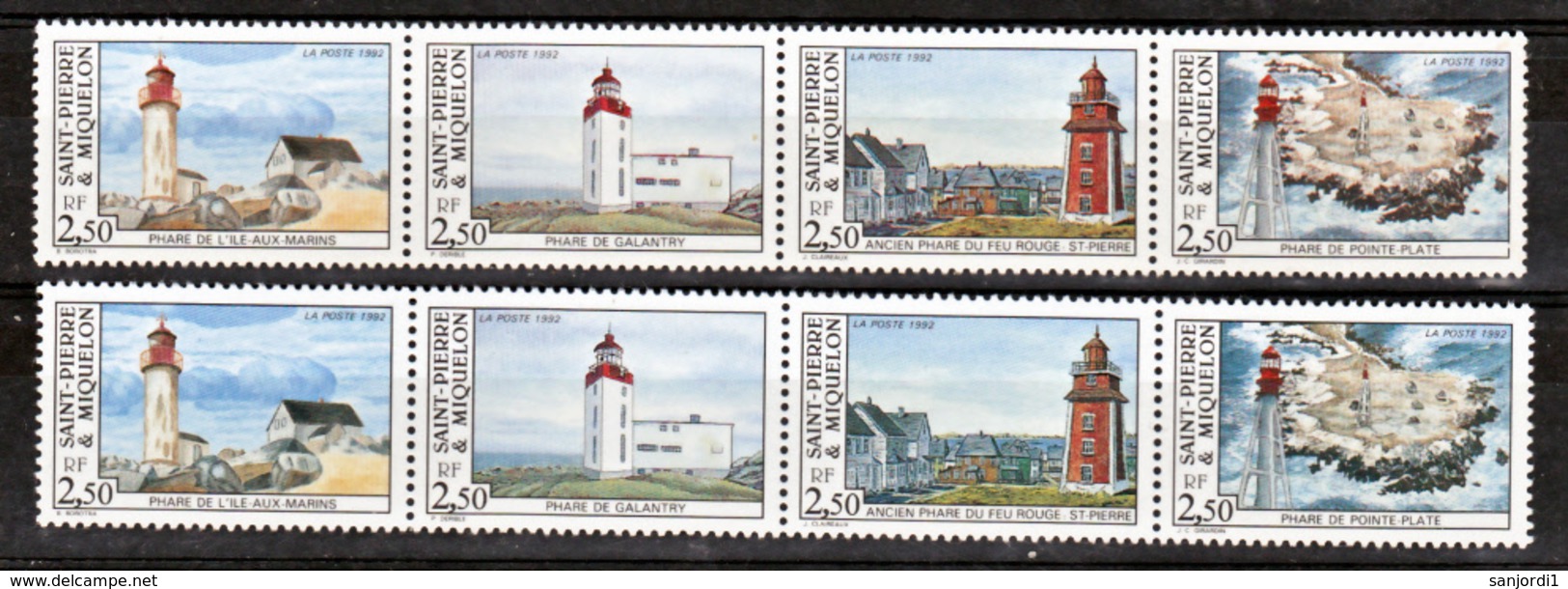 Saint Pierre Et Miquelon  563 566 Phares Variété Bleu Et Bleu Gris  Neuf ** MNH Sin Charmela - Sin Dentar, Pruebas De Impresión Y Variedades