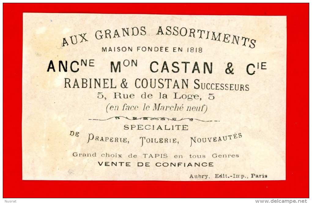 Maison Castan, Jolie Chromo Thème Cuisine, Les Petits Chats Attendant La Bouillie, Lith. Aubry - Au Bon Marché