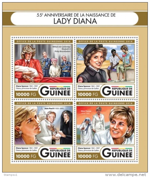 Guinea. 2016 Lady Diana. Mother Teresa. (406a) - Mère Teresa