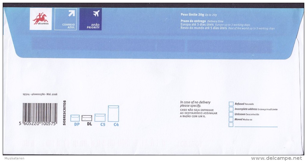 Portugal Internacional Air Mail Aviao Priority EXPRÉS PP Pré-Pago CHIA SOL (Lisboa) 2006 Cover Letra Denmark (2 Scans) - Lettres & Documents