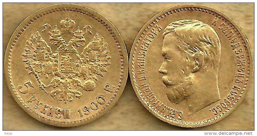 RUSSIA 5 ROUBLES EAGLE EMBLEM FRONT TSAR NICOLAS II HEAD BACK 1902 AU GOLD KM.Y62 READ DESCRIPTION CAREFULLY !!! - Russia