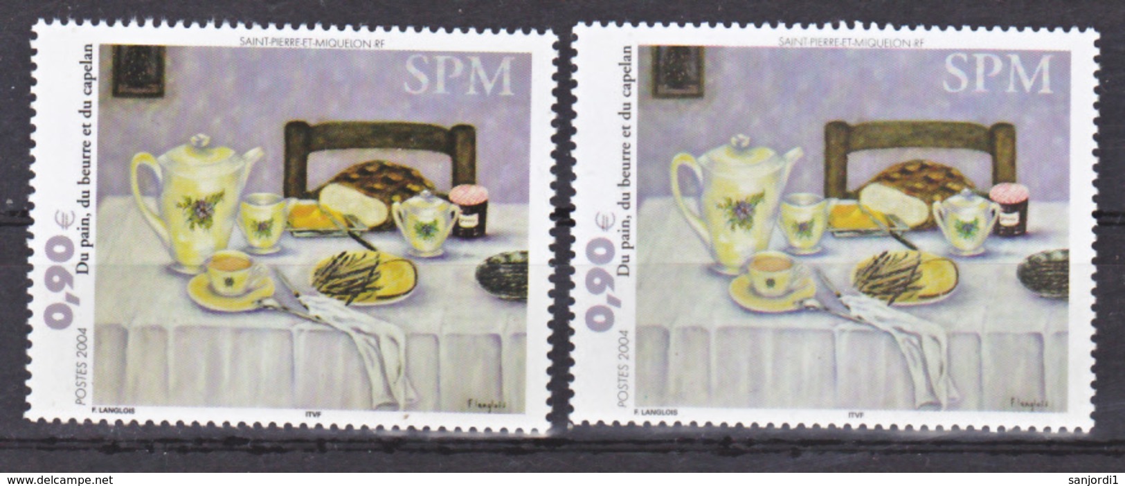 Saint Pierre Et Miquelon 821 Tableau Variété Violet Jaune Vif Et Très Pale Neuf ** MNH Sin Charmela - Non Dentelés, épreuves & Variétés