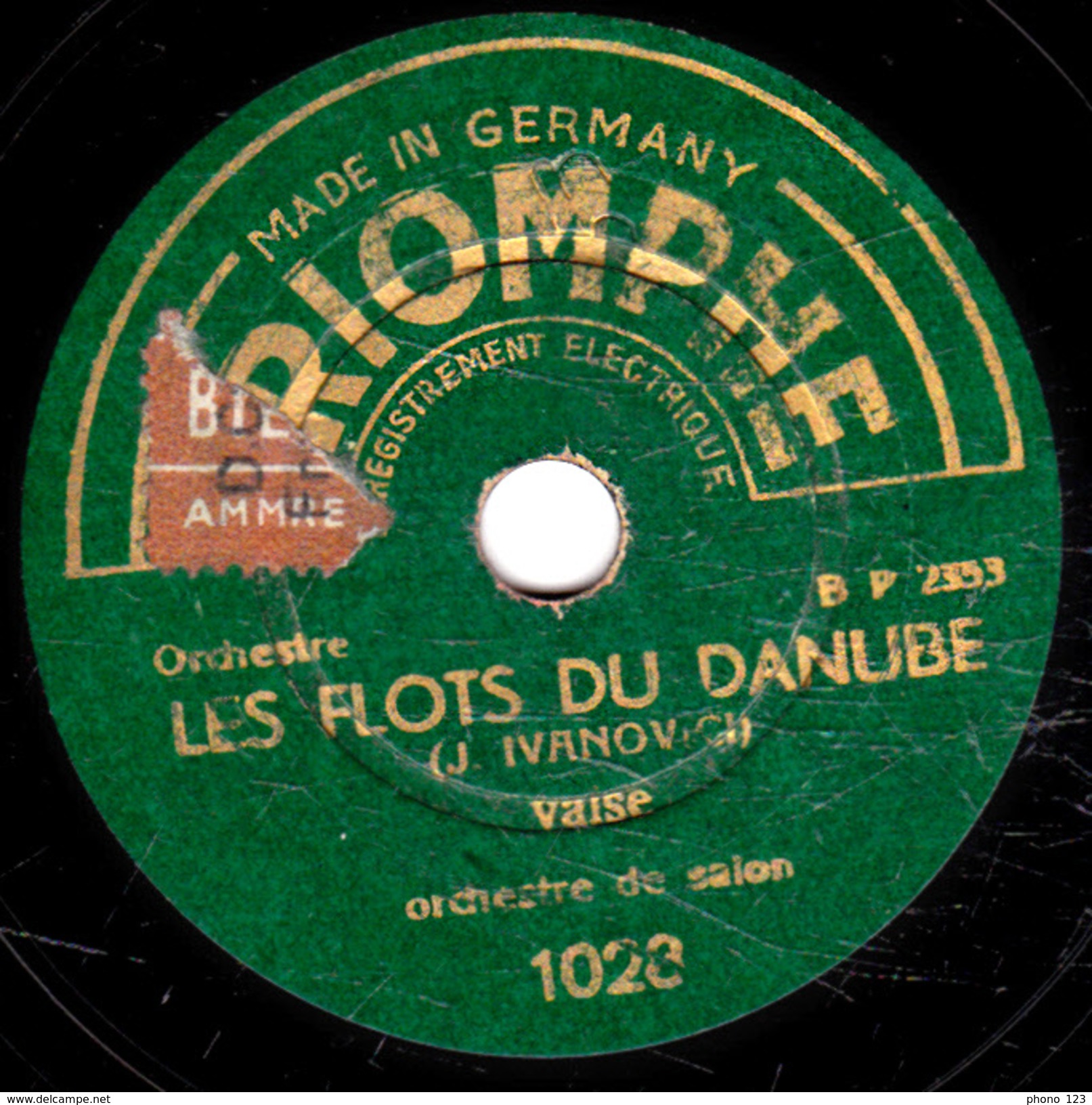 78 T. -  20 Cm - état  B -  Orchestre De Salon - LES FLOTS DU DANUBE - LA SCANDINAVE - 78 T - Disques Pour Gramophone