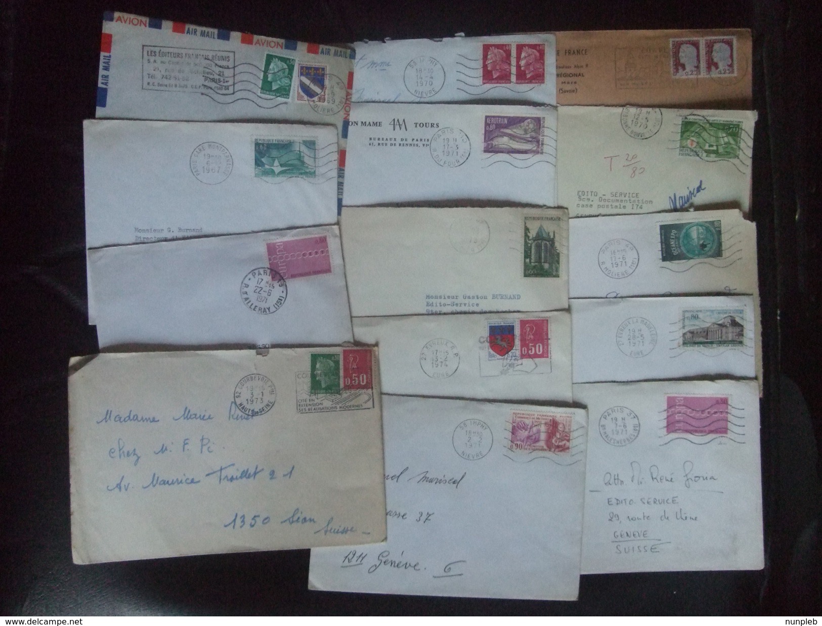 FRANCE SELECTION OF 14 COVERS ALL SENT TO SUISSE SWITZERLAND VARIOUS MARKS - Storia Postale