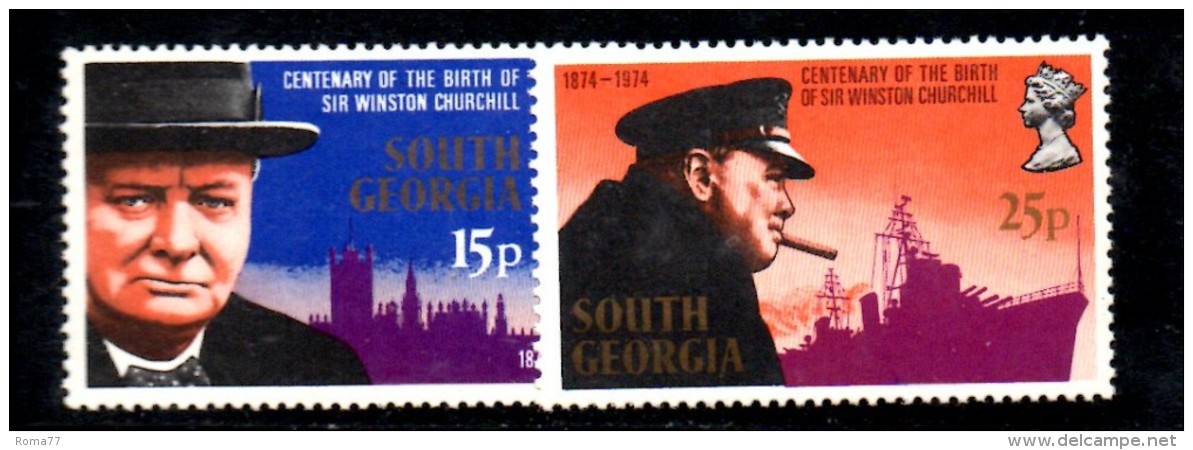 T1397 - SOUTH GEORGIA , Yvert N. 47/48  *** MNH . CHURCHILL - Georgia Del Sud