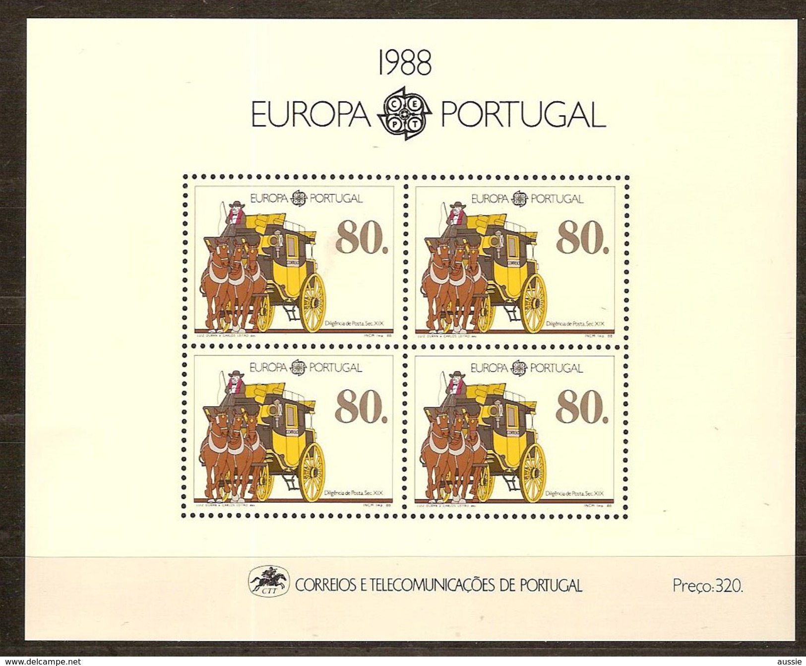 Cept 1988 Portugal Yvertn° Bloc 89 *** MNH Cote 13 Euro - 1988