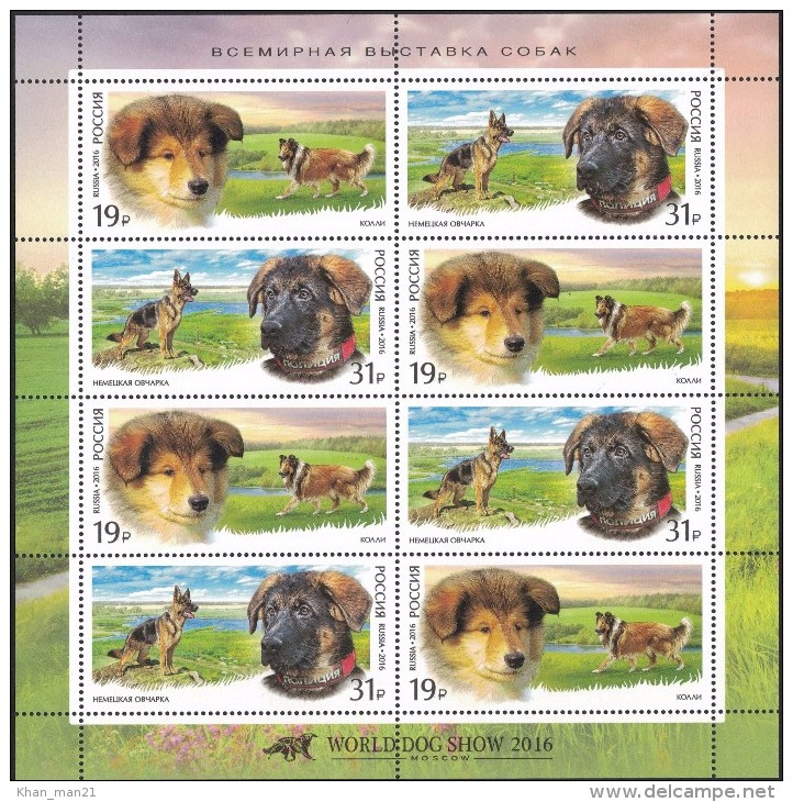 Russia, 2016, Mi. 2318-19, Sc. 7735, Service Dogs Breeds, MNH - Blocks & Kleinbögen