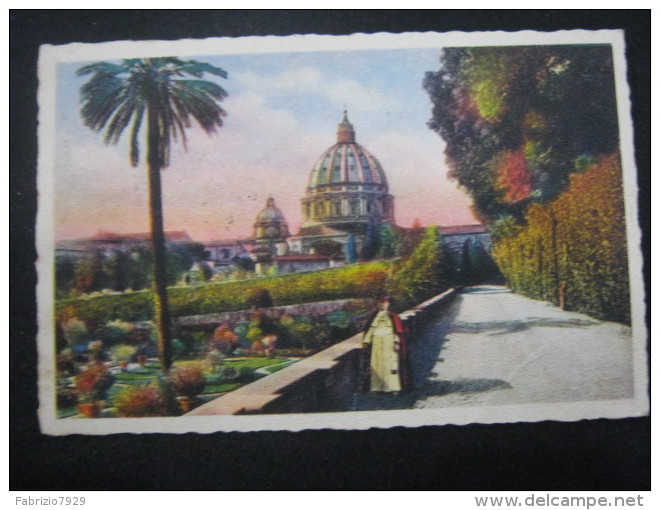 CA5 ITALIA CARD - VG. 1933 - ROMA GIARDINI VATICANI VATICANO PALMA PAPA SAN PIETRO CUPOLONE CHIESA - Parks & Gardens