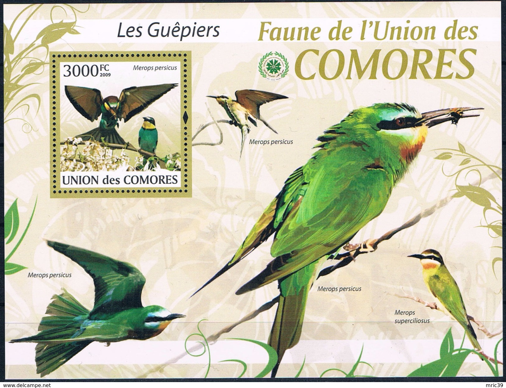 Bloc Sheet Oiseaux  Birds Guepiers  MNH  Neuf ** Comoros Comores 2009 - Autres & Non Classés