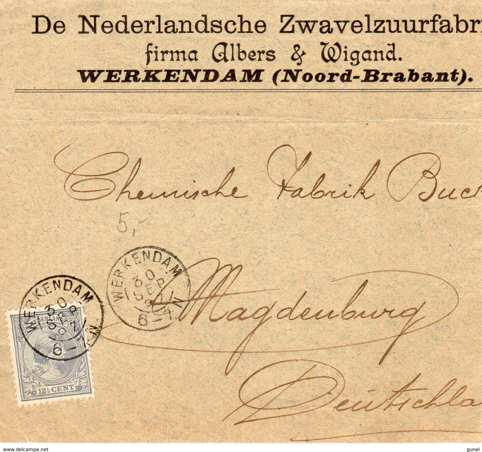 1897  Voorfront Van Firmabrief Met Kleinrond WERKENDAM Naar Magdeburg - Brieven En Documenten