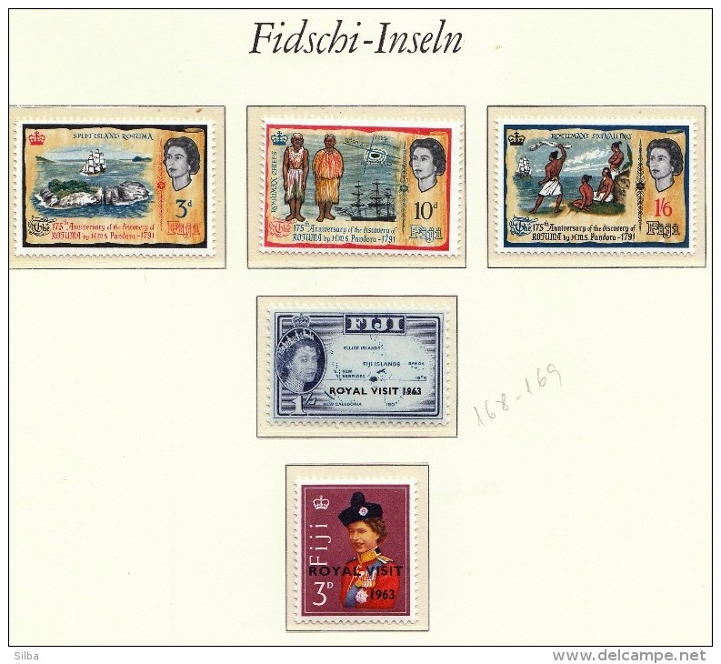 Fiji 1963 1966 / Royal Visit / 175th Anniversary Of Discovering Rotuma / MNH / Mi 168-168, 193-195 - Fidji (1970-...)