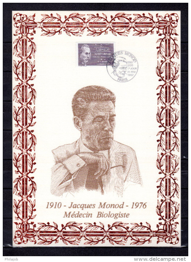 FRANCE 1987 : Encart 1er Jour N°té / Soie Rare (1034/1700) Edit° A.M.I.S." JACQUES MONOD ". N° YT 2459. Parf état. FDC - Médecine