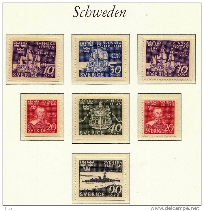 Sweden 1944 / Swedish Fleet / Ships / Admiral Clas Fleming / MNH / Mi 306-310 - Bateaux