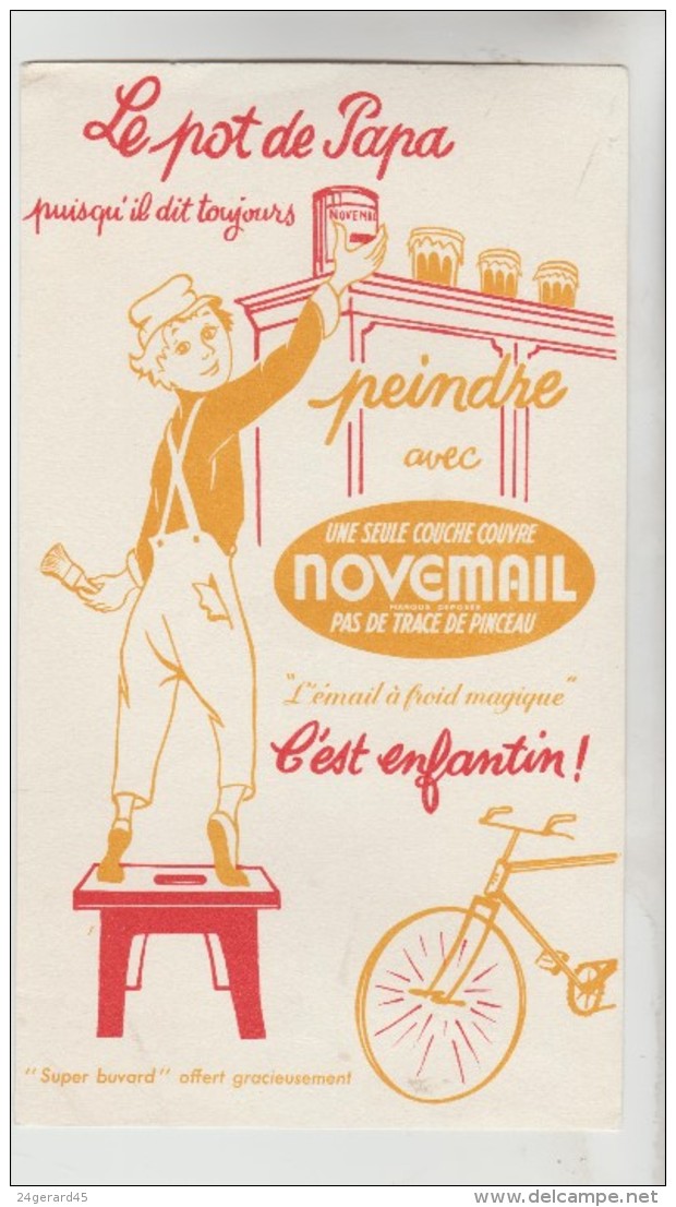 BUVARD PUBLICITAIRE PEINTURE - NOVEMAIL Une Seule Couche Couvre Pas De Trace De Pinceau - Farben & Lacke