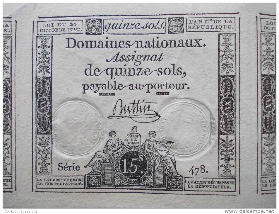 - Planche De 20 Assignats De 15 Sols. 24 Octobre 1792 - - Assignats & Mandats Territoriaux