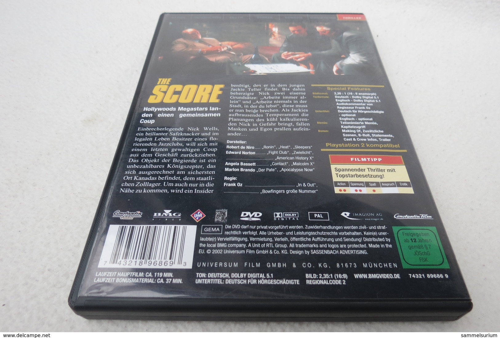 DVD "The Score" Robert De Niro, Edward Norton, Angela Bassett, Marlon Brando - Musik-DVD's