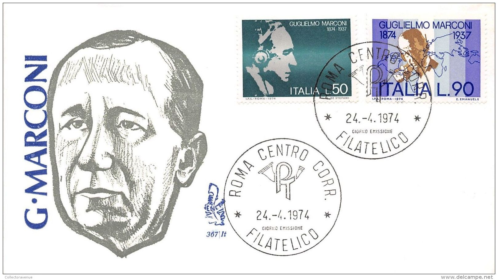 FDC Venetia - Italia - 1974 - Guglielmo Marconi - NVG - Annullo Roma - FDC