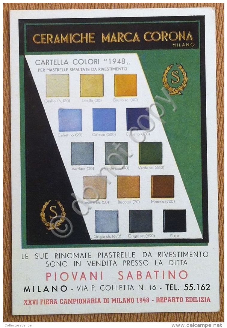 Materiali Edili - Cartolina - Pubblicit? - Ceramiche Marca Corona - Anni '50 - Pubblicitari