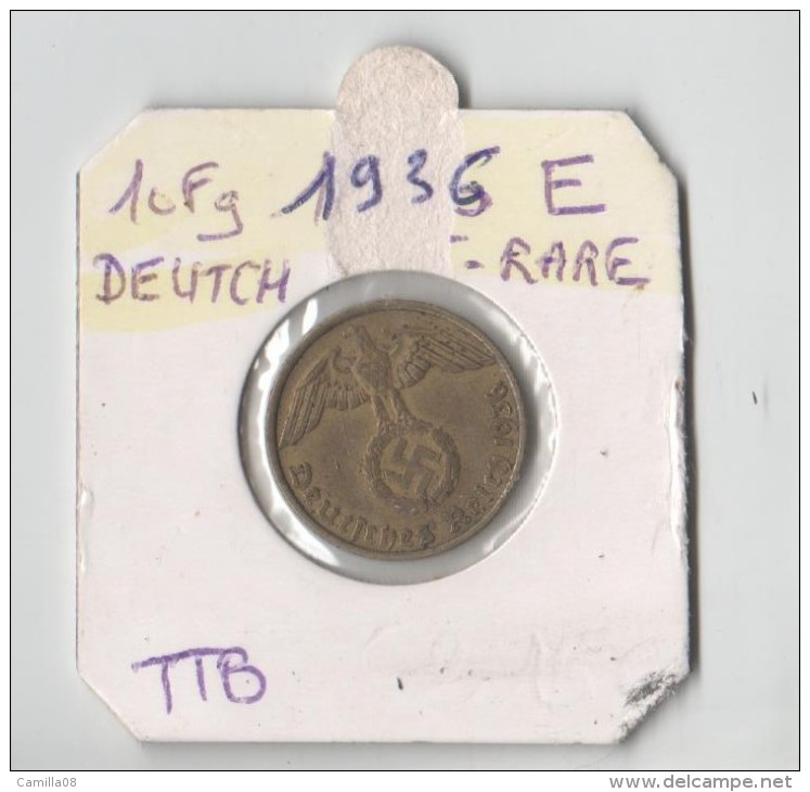 TRES RARE 10 REICHSPFENNIG. 1936 E.  MULDENHUTTEN. - 10 Reichspfennig