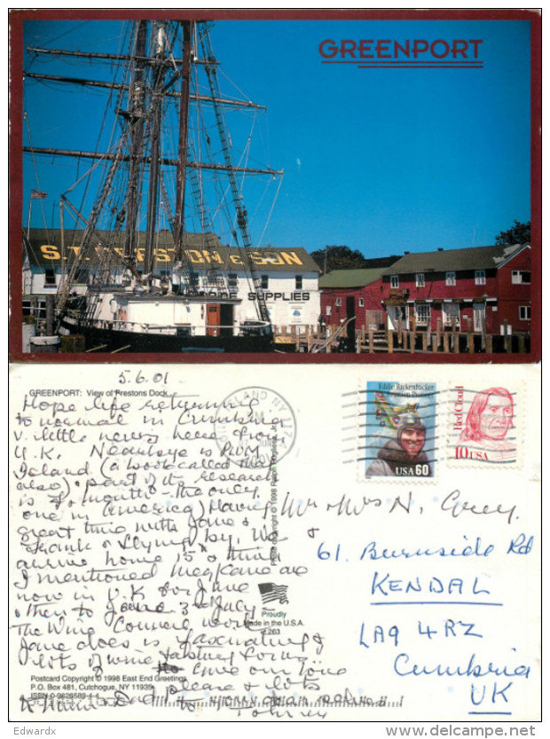 Greenport, Long Island, New York, United States US Postcard Posted 2001 Stamp - Long Island